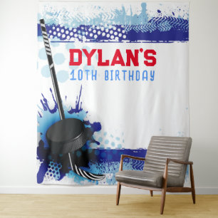 Hockey Birthday Party Photo-Op Kids Backdrop Tapestry