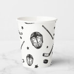 Hockey black and White Birthday Paper Cups<br><div class="desc">Black and White Hockey Birthday.</div>