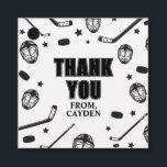 Hockey black and White Birthday Thank You Favour Tags<br><div class="desc">Black and White Hockey Birthday thank you favour tags.</div>