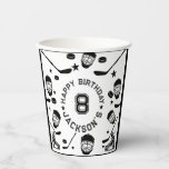 Hockey black and White Themed Kids Birthday Party Paper Cups<br><div class="desc">Celebrate your little hockey fan’s birthday with these awesome black and white hockey-themed paper cups! Featuring a sleek design with hockey sticks and pucks, they’re perfect for any rink-side celebration. These durable, disposable cups make cleanup a breeze and add a fun touch to the party table. Score big with your...</div>