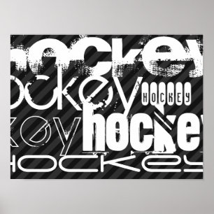 Hockey; Black & Dark Gray Stripes Poster
