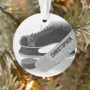 Hockey Black Skates Personalized Ornament
