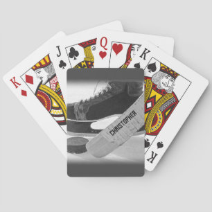 Hockey Black Skates Personalized Playing Cards