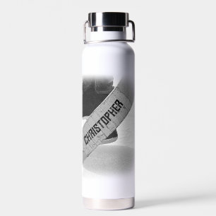 Hockey Black Skates Personalized Water Bottle