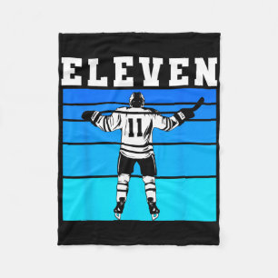 Hockey Boy 11th Birthday Eleven Ice Hockey Birthda Fleece Blanket