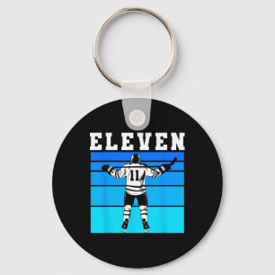 Hockey Boy 11th Birthday Eleven Ice Hockey Birthda Keychain
