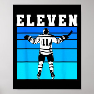 Hockey Boy 11th Birthday Eleven Ice Hockey Birthda Poster