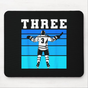 Hockey Boy 3rd Birthday Three Ice Hockey Birthday Mouse Pad