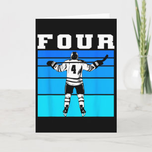 Hockey Boy 4th Birthday Four Ice Hockey Birthday P Card