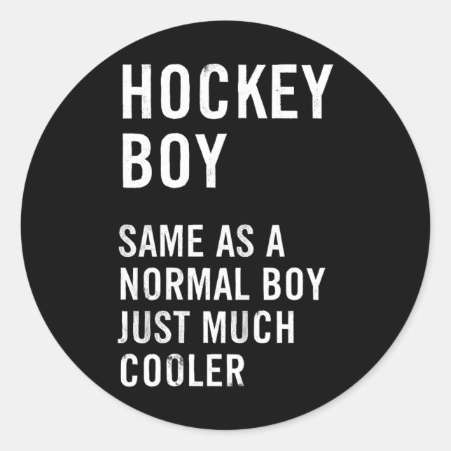 Hockey Boy Definition Funny  Classic Round Sticker (Front)