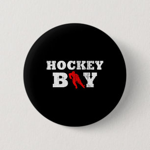 Hockey Boy Player Silhouette Sport Gift 2 Inch Round Button