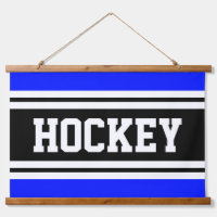 HOCKEY Bright Blue Black White Racing Stripes