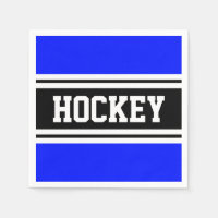 HOCKEY Bright Blue Black White Racing Stripes