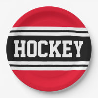 HOCKEY Bright Red Black White Racing Stripes