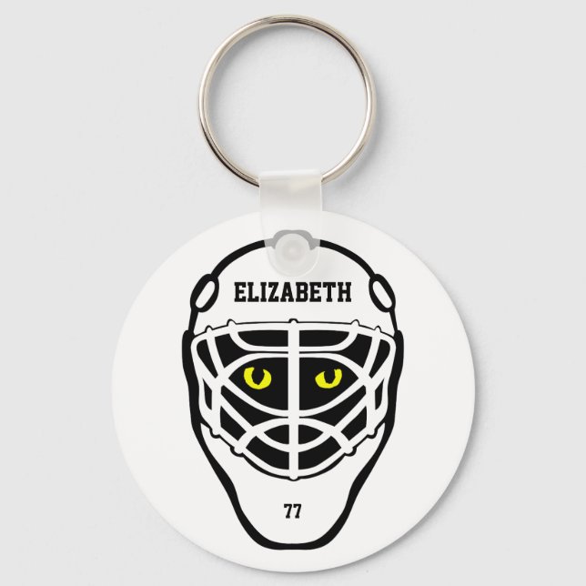 Hockey Cat Eyes Helmet Keychain (Front)