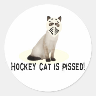 Hockey Cat Pissed Classic Round Sticker