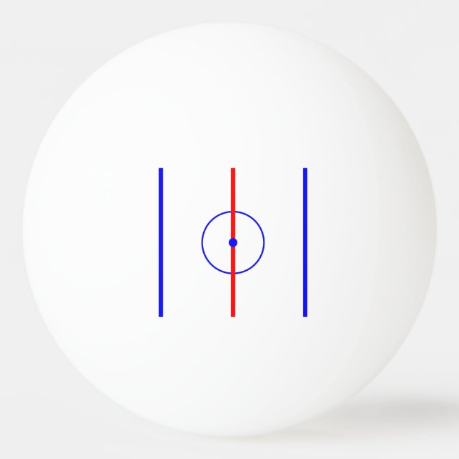 Hockey Centre Ice & Blue Lines Ping Pong Ball (Front)