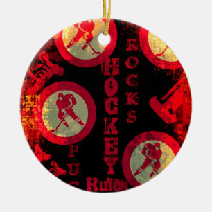 Hockey ceramic ornament
