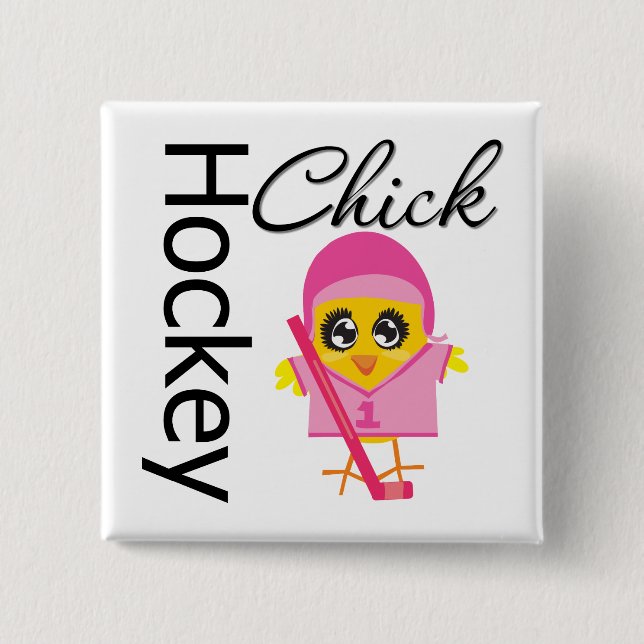 Hockey Chick 2 Inch Square Button (Front)