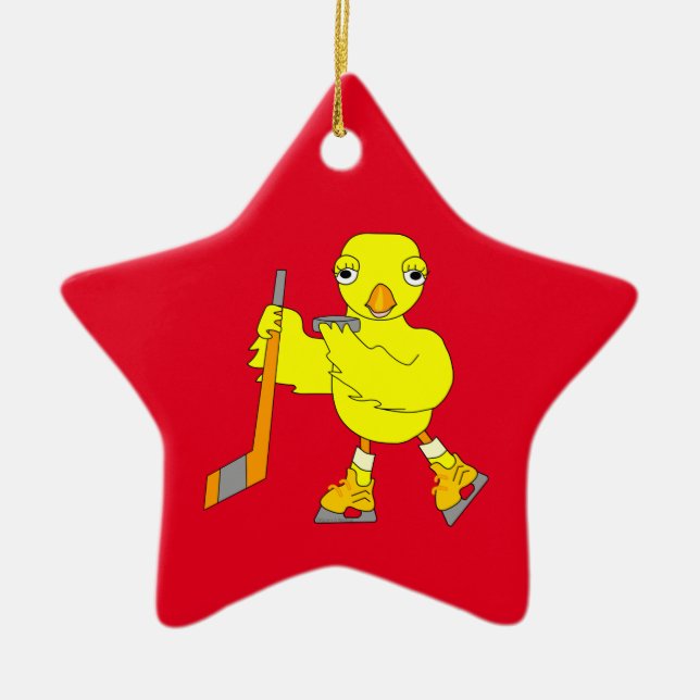 Hockey Chick Ceramic Ornament (Front)