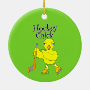 Hockey Chick text Ceramic Ornament