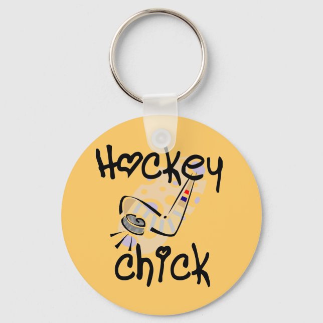 Hockey Chick Tshirts and Gifts Keychain (Front)