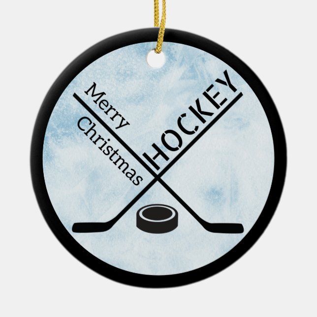 Hockey Christmas circle ornament - Blue ice sticks (Front)