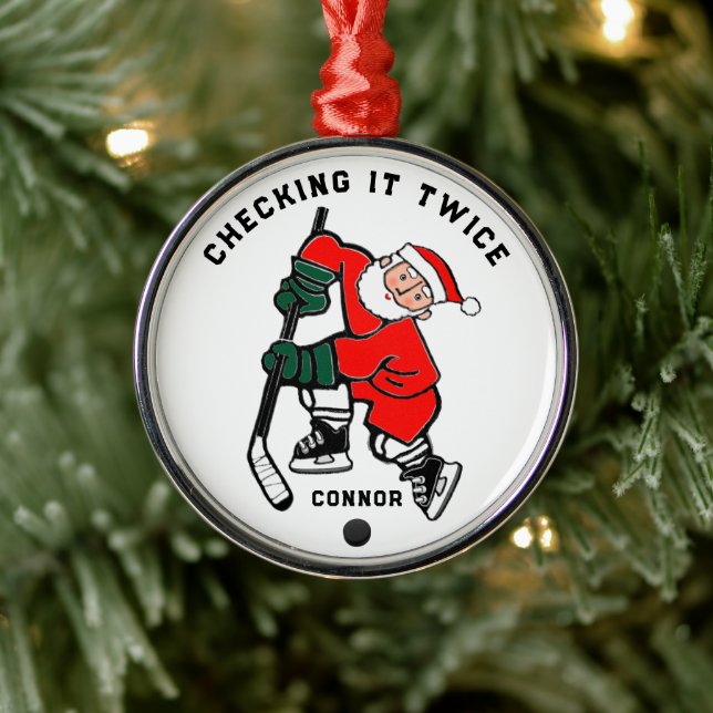 Hockey Christmas Collectable Metal Ornament (Tree)