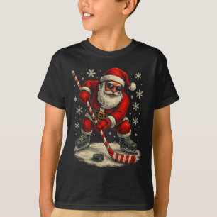 Hockey Christmas Funny Santa Playing Ice Hockey Xm T-Shirt