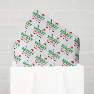 Hockey Christmas Hockey Sticks Santa Hat Tissue Paper