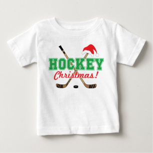Hockey Christmas Hockey Sticks with Santa Hat Baby T-Shirt