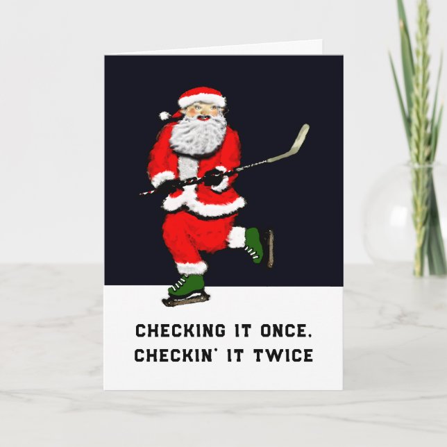 Hockey Christmas Holiday Card (Front)