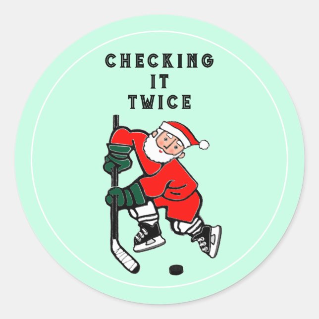 Hockey Christmas Holiday Gift Classic Round Sticke Classic Round Sticker (Front)