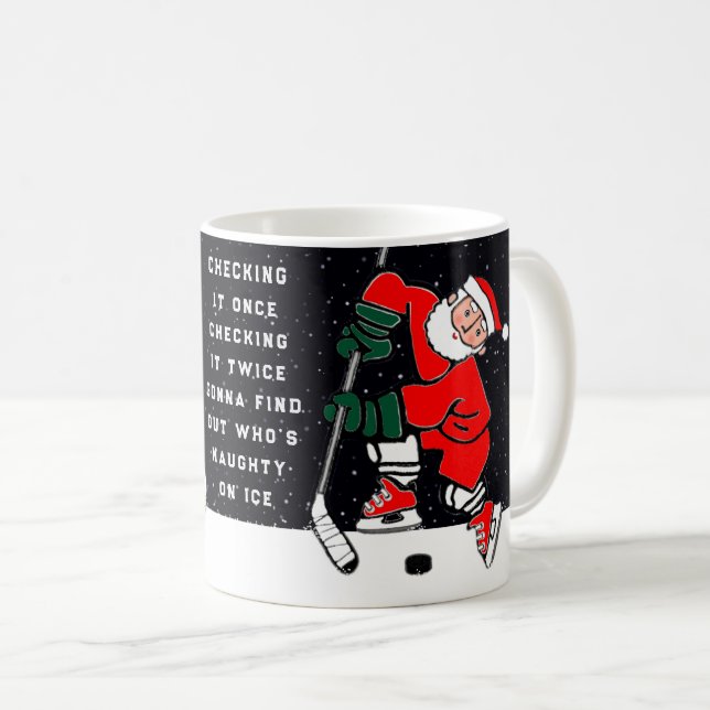 Hockey Christmas Holiday Gift Coffee Mug (Front Right)