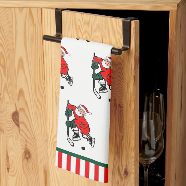 Hockey Christmas Holiday Kitchen Towel (Thirds Fold)
