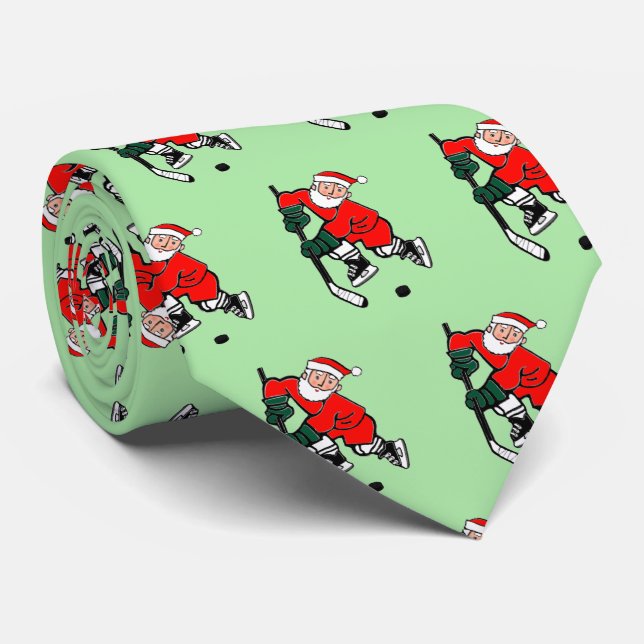 Hockey Christmas Holiday Neck Tie (Rolled)