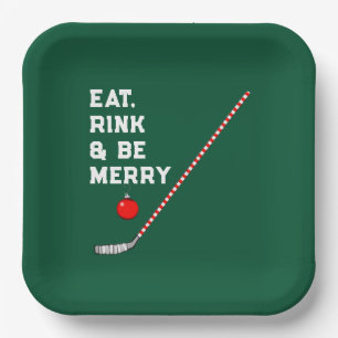 Hockey Christmas Holiday Party Paper Plate