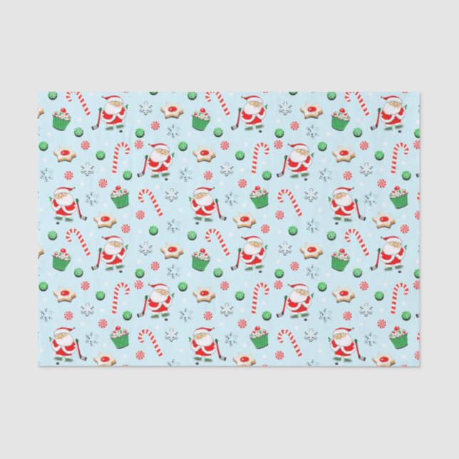 Hockey Christmas Holiday Tissue Paper (Front)