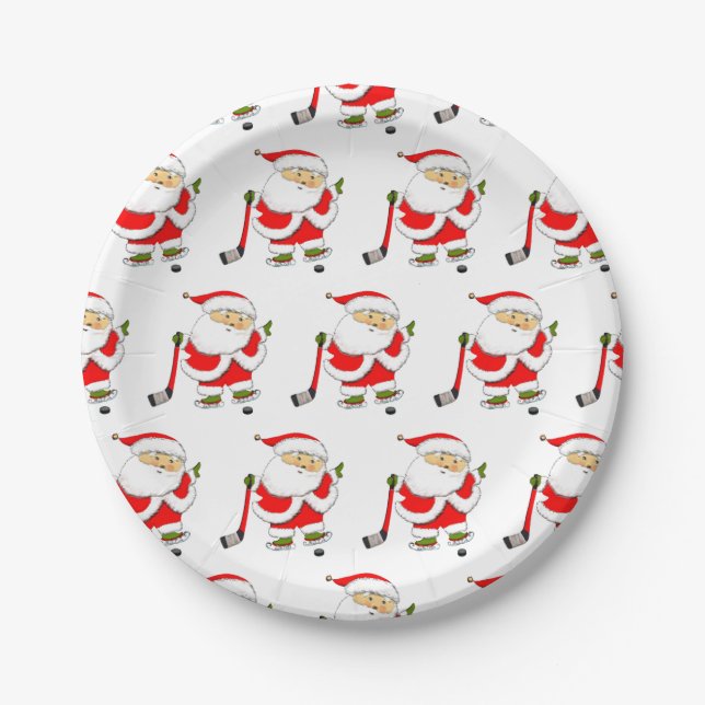 Hockey Christmas Paper Plate (Front)