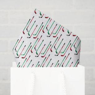 Hockey Christmas Red & Green Hockey Sticks Tissue Paper