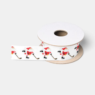 Hockey Christmas Santa Satin Ribbon