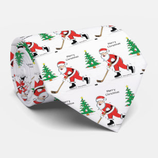 Hockey Christmas Santa Tie