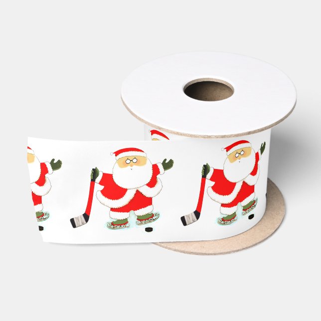 Hockey Christmas Satin Ribbon (Spool)