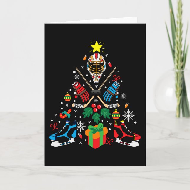 Hockey Christmas Tree Gift, Hockey Lovers Hobbies Card (Front)