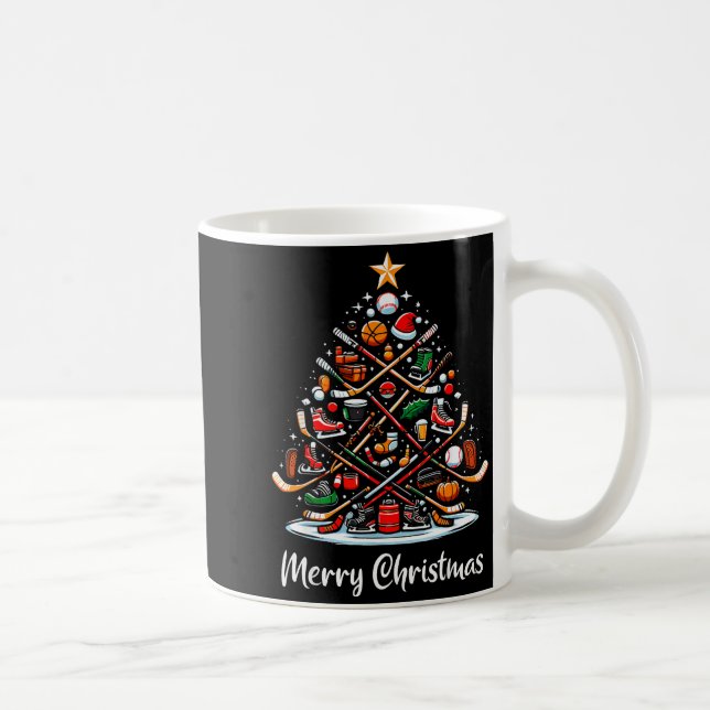 Hockey Christmas Tree Lights Funny Hockey Player X Coffee Mug (Right)