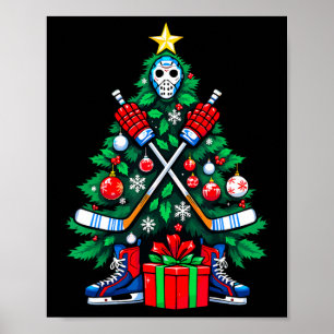 Hockey Christmas Tree Xmas New Year Hockey Player  Poster