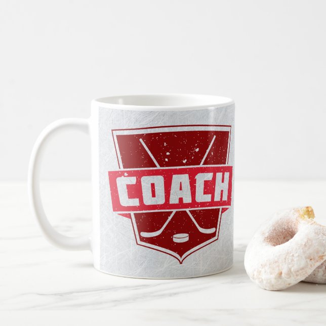 Hockey Coach Retro Style Shield Cup Mug (With Donut)