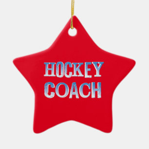Hockey Coach Rough Blue Text Ceramic Ornament