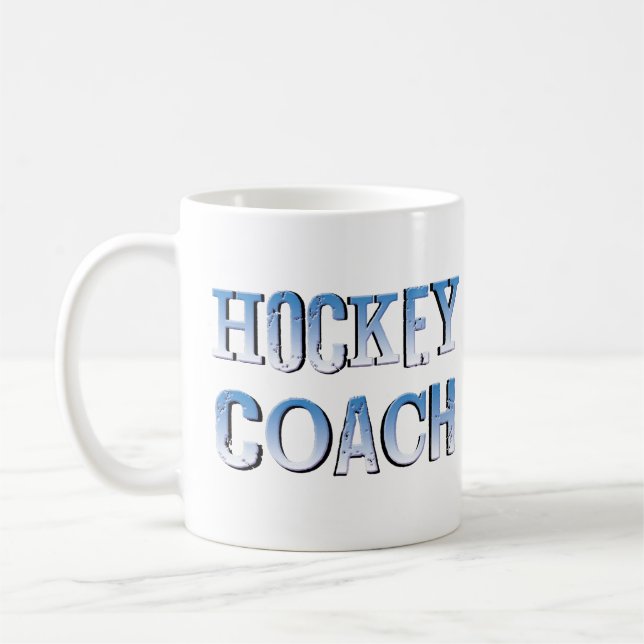 Hockey Coach Rough Blue Text Coffee Mug (Left)