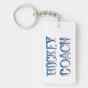 Hockey Coach Rough Blue Text Keychain